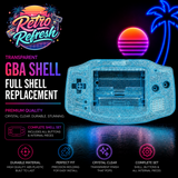 Game Boy Advance Full Replacement Shell Kit – Transparent Glitter Blue Housing with Buttons