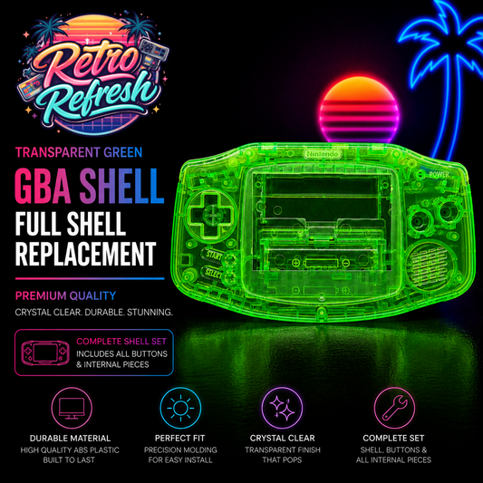 Game Boy Advance Full Replacement Shell Kit – Transparent Green Housing with Buttons