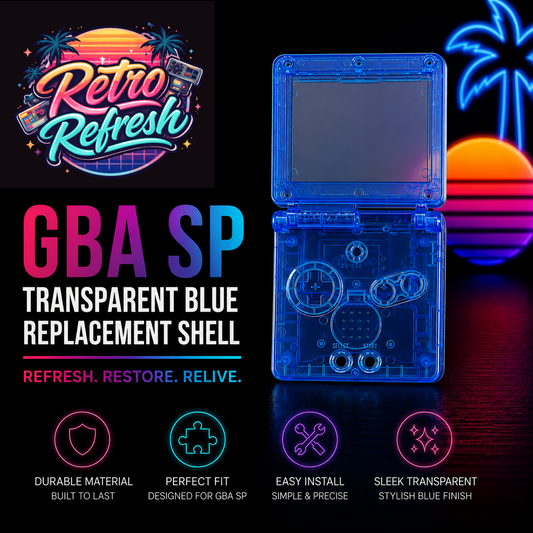 Game Boy Advance SP Full Replacement Shell Kit – Transparent Blue Housing with Buttons