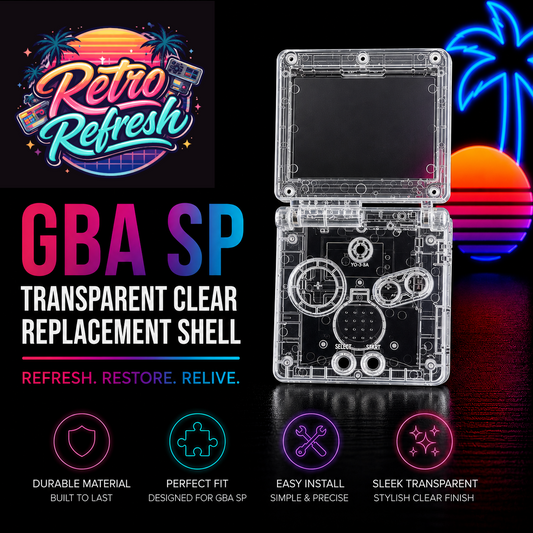 Game Boy Advance SP Full Replacement Shell Kit – Transparent Clear Housing with Buttons