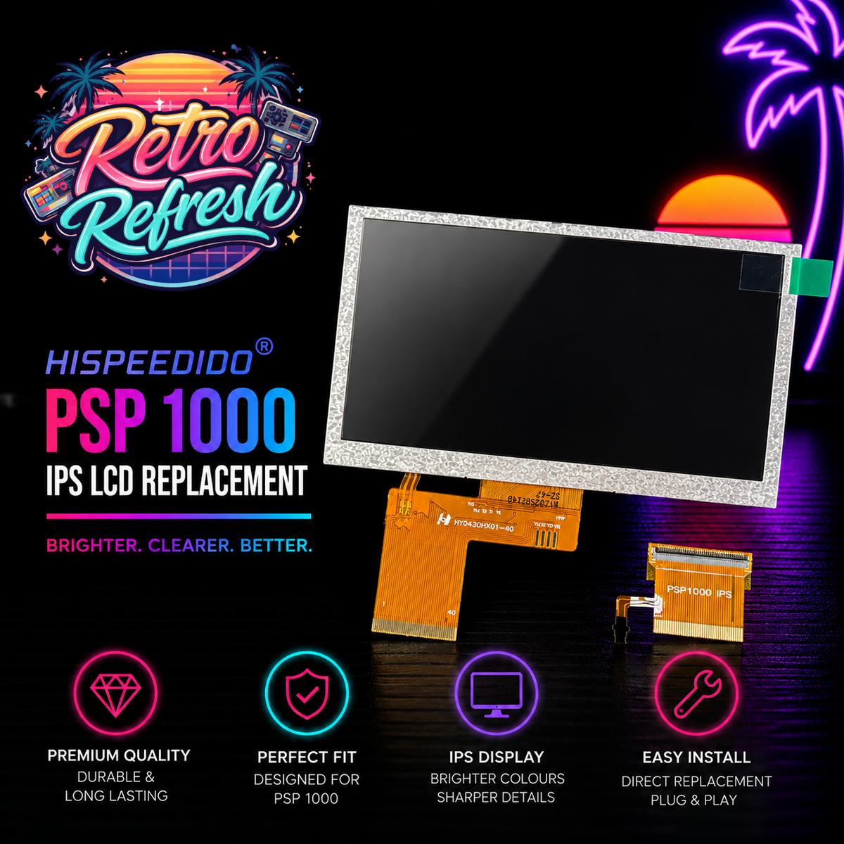 Hispeedido IPS LCD Panel for PSP 1000