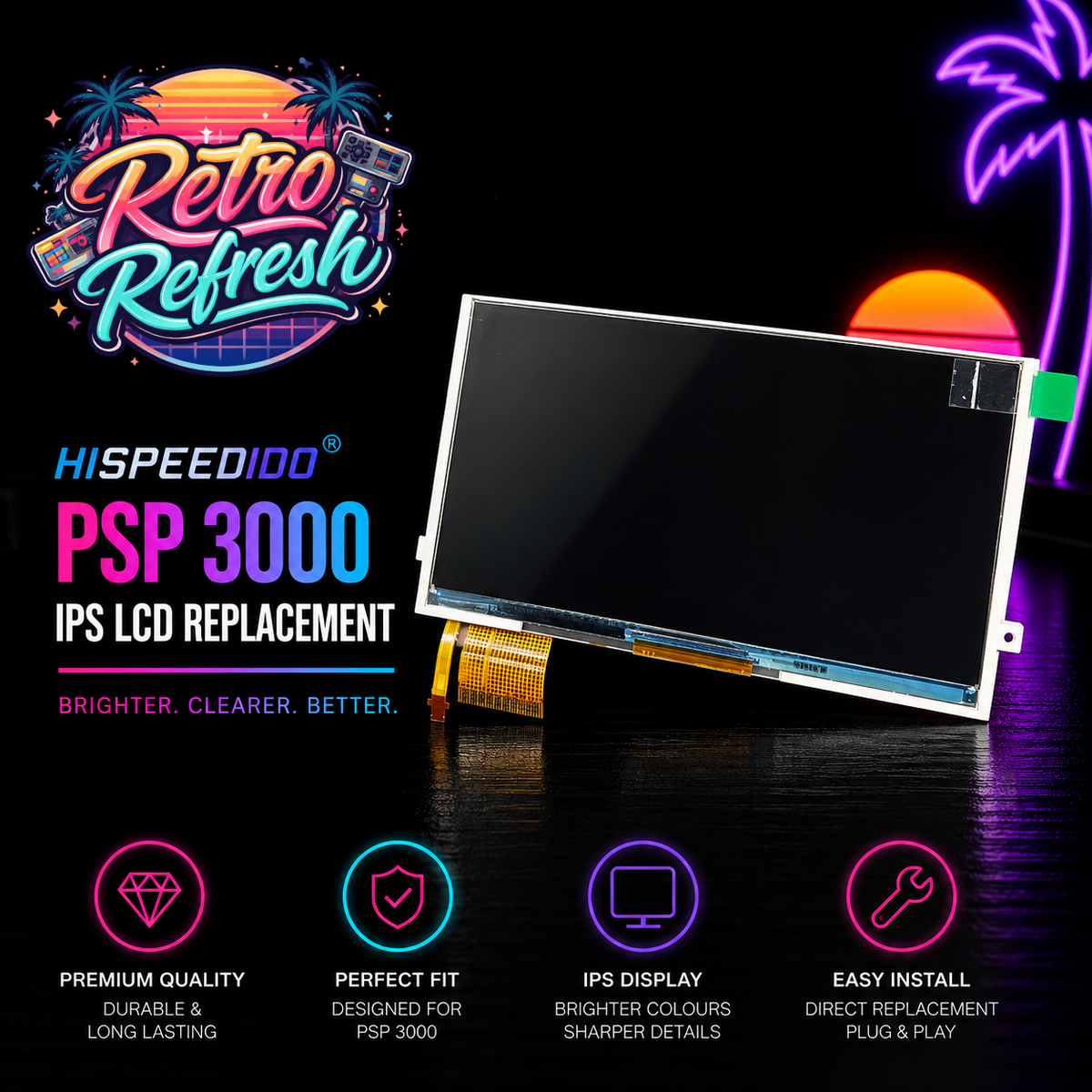 Hispeedido Drop In IPS LCD Panel for PSP 3000