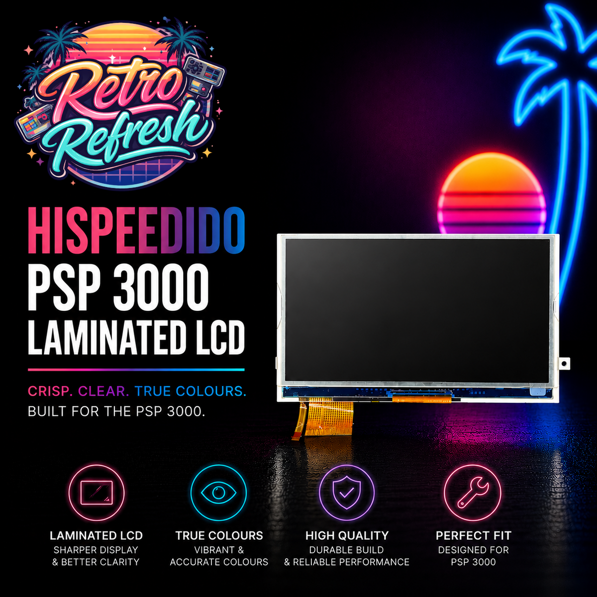Hispeedido Drop In Laminated IPS LCD Panel for PSP 3000