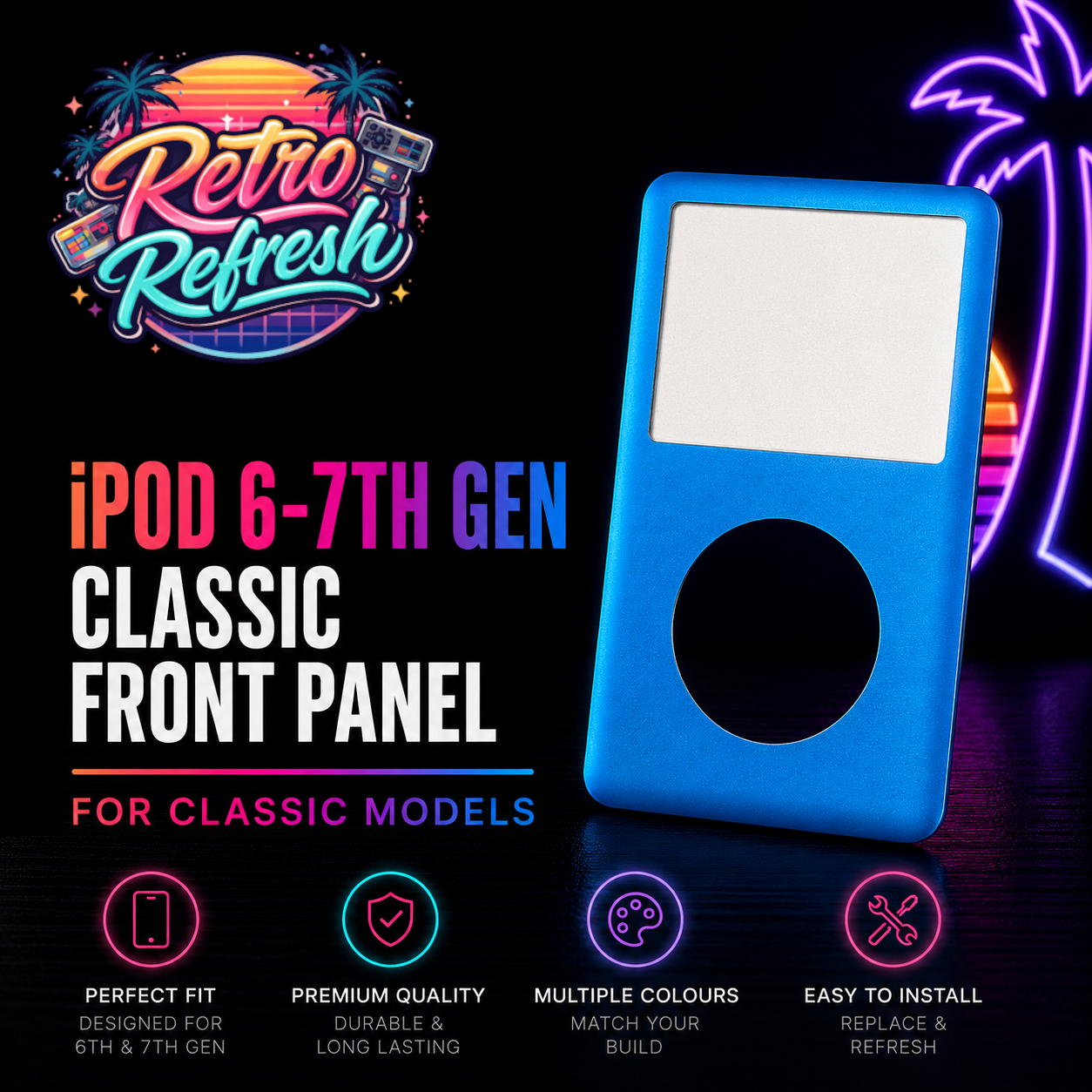 Blue Front Housing – For iPod Classic 6th / 7th Gen