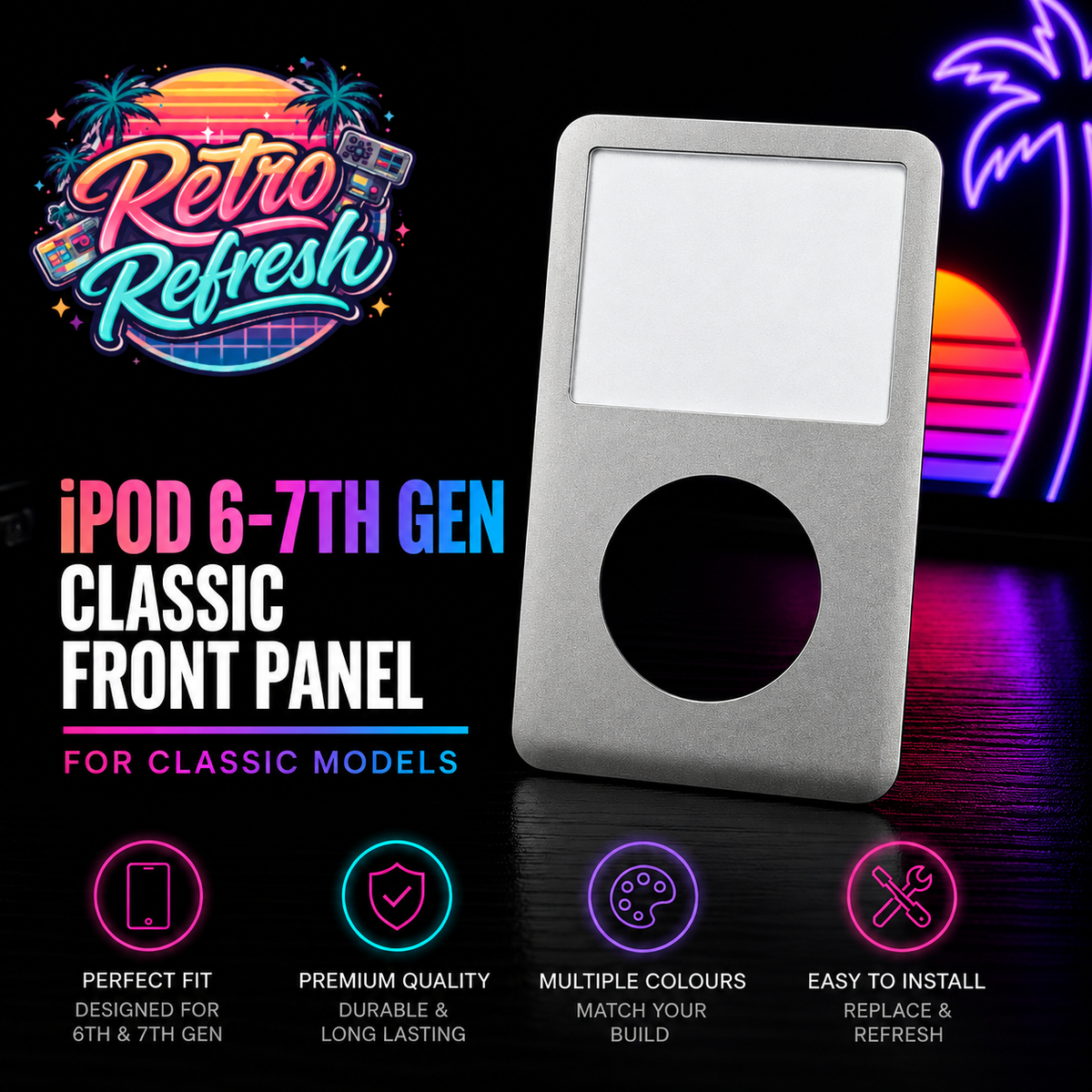 Grey Front Housing – For iPod Classic 6th / 7th Gen