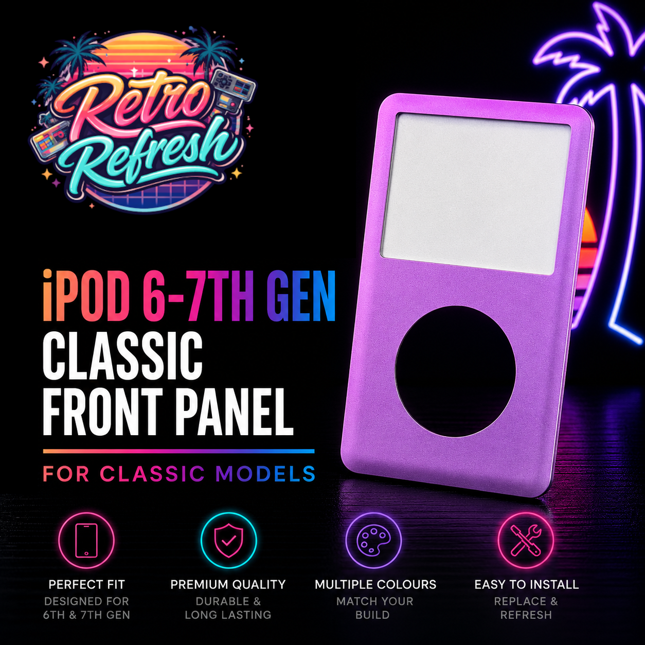 Purple Front Housing – For iPod Classic 6th / 7th Gen