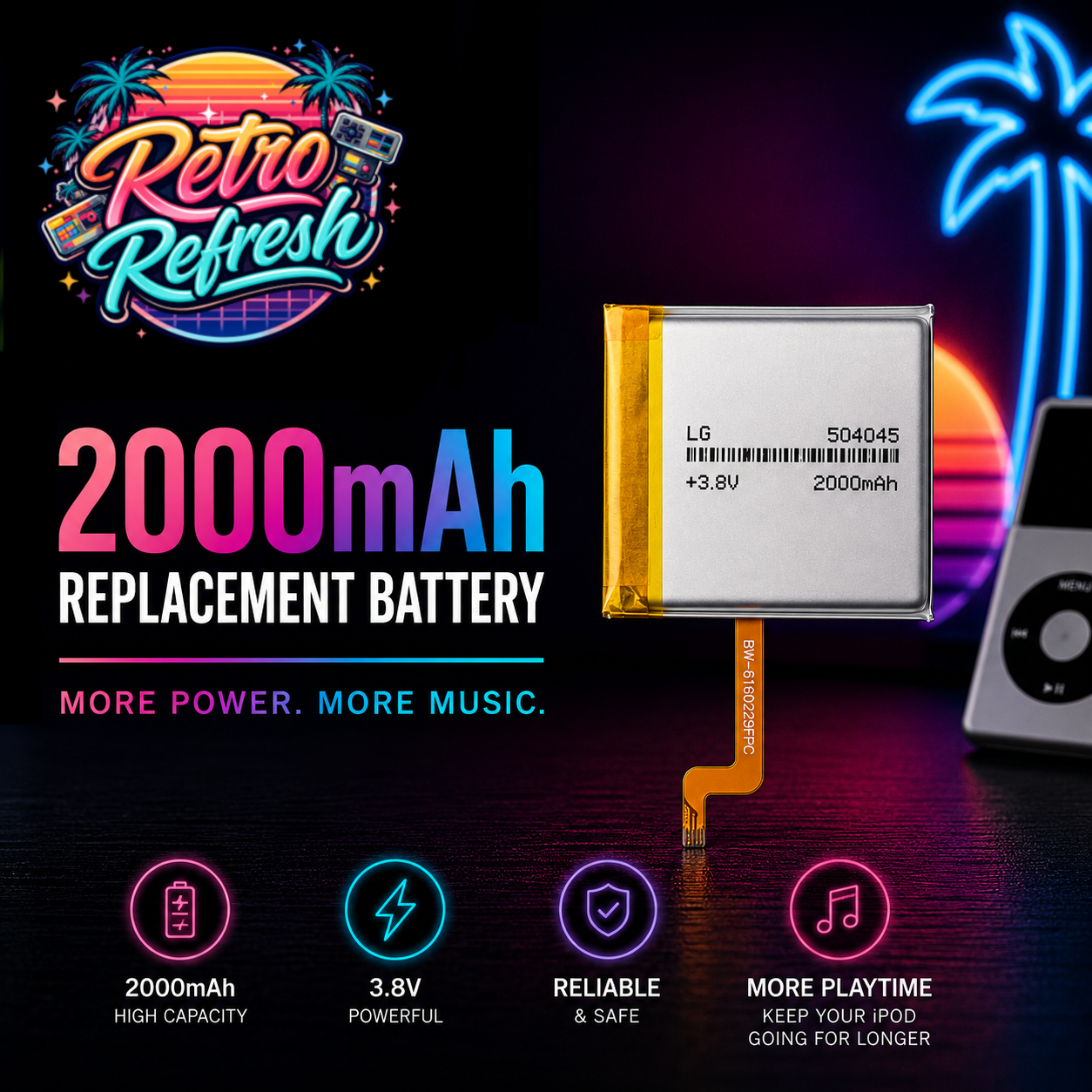2000mAh Battery Upgrade – For iPod Video / Classic (High Capacity)