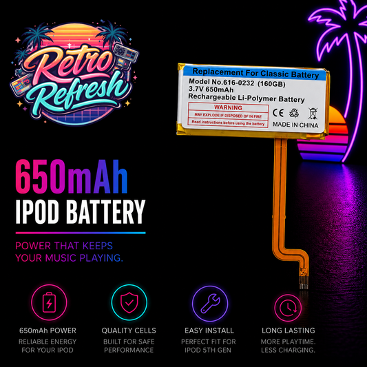 650mAh Thin Replacement Battery for Apple iPod 5th, 6th, 7th Gen