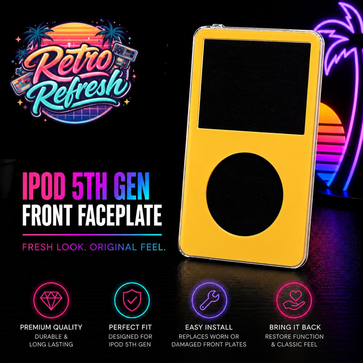 Yellow Front Housing – For iPod Video 5th / 5.5 Gen