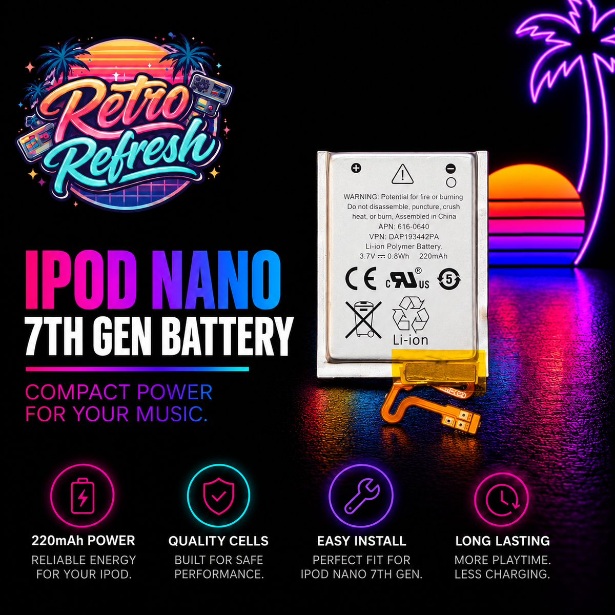 Replacement Battery for Apple iPod Nano 7th Gen