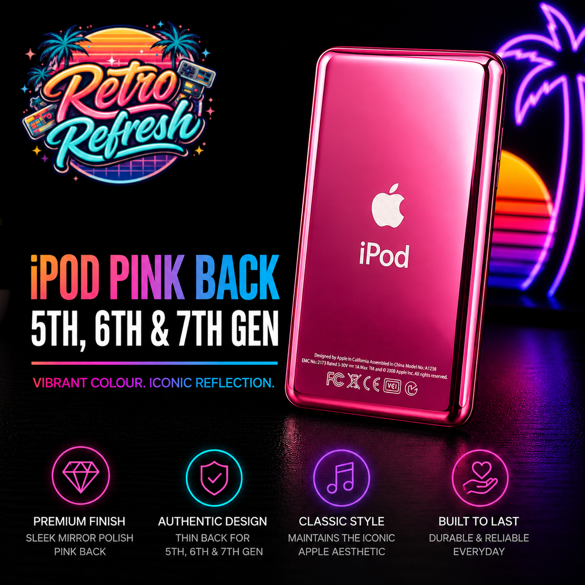 Pink Thin Back Housing – For iPod Classic / Video