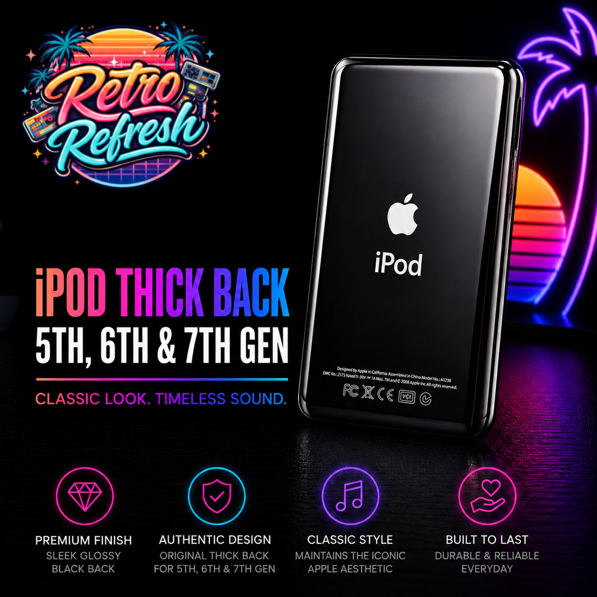 Black Thick Back Housing – For iPod Classic / Video