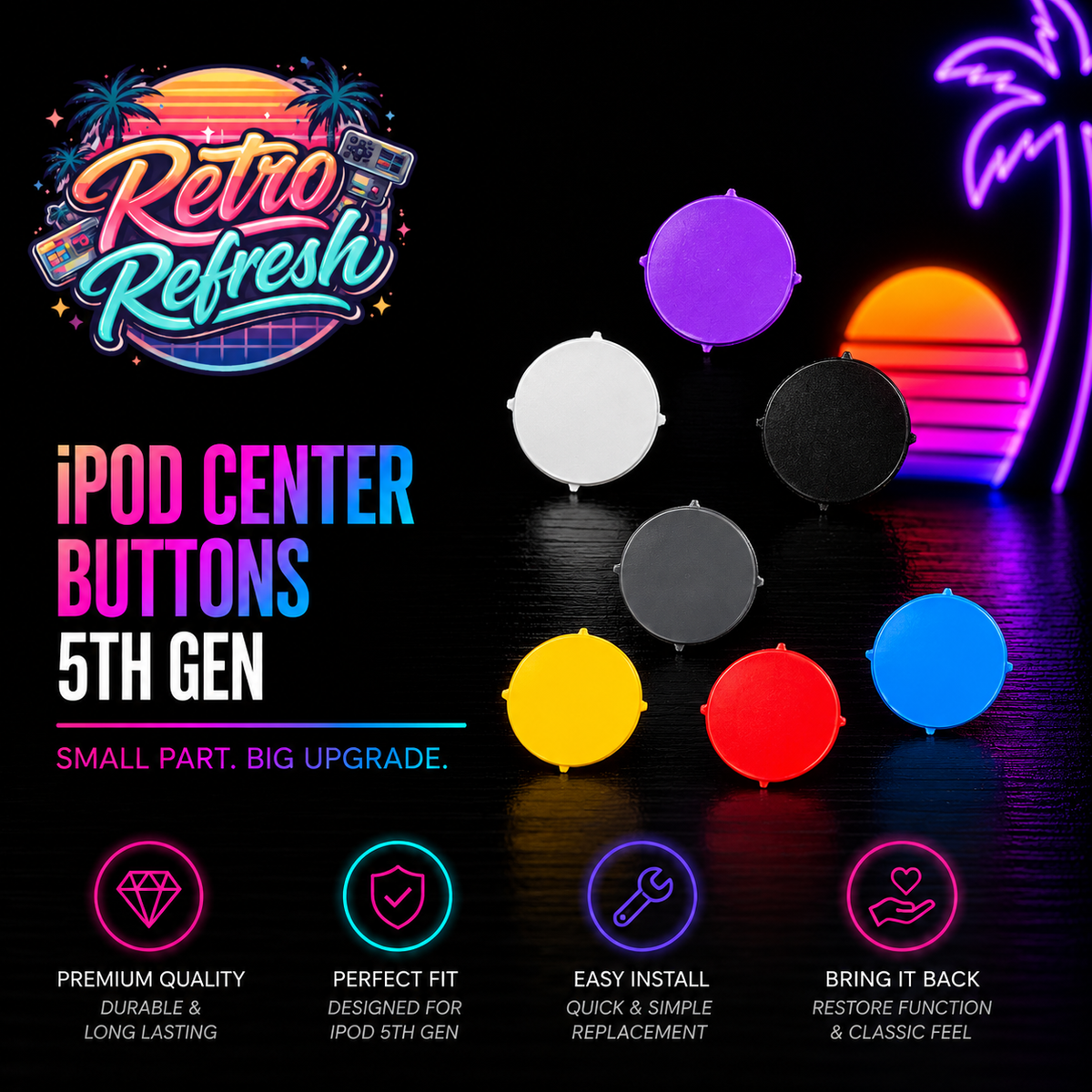 Click Wheel Centre Button – For iPod Video 5th Gen