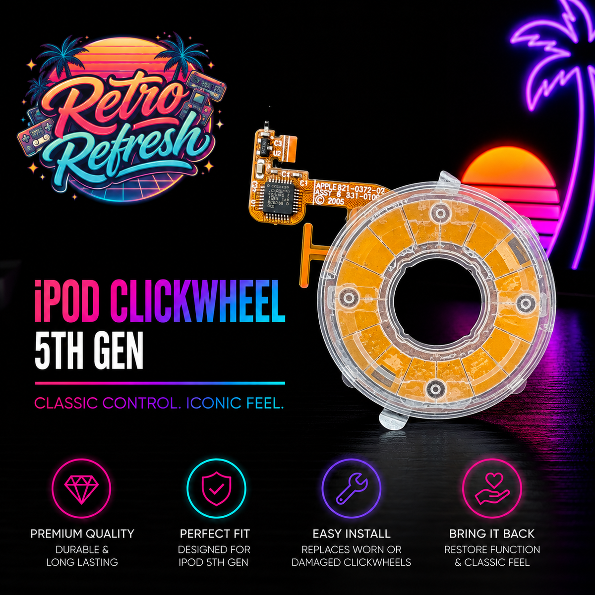 Clear Click Wheel Replacement – For iPod Video 5th / 5.5 Generation