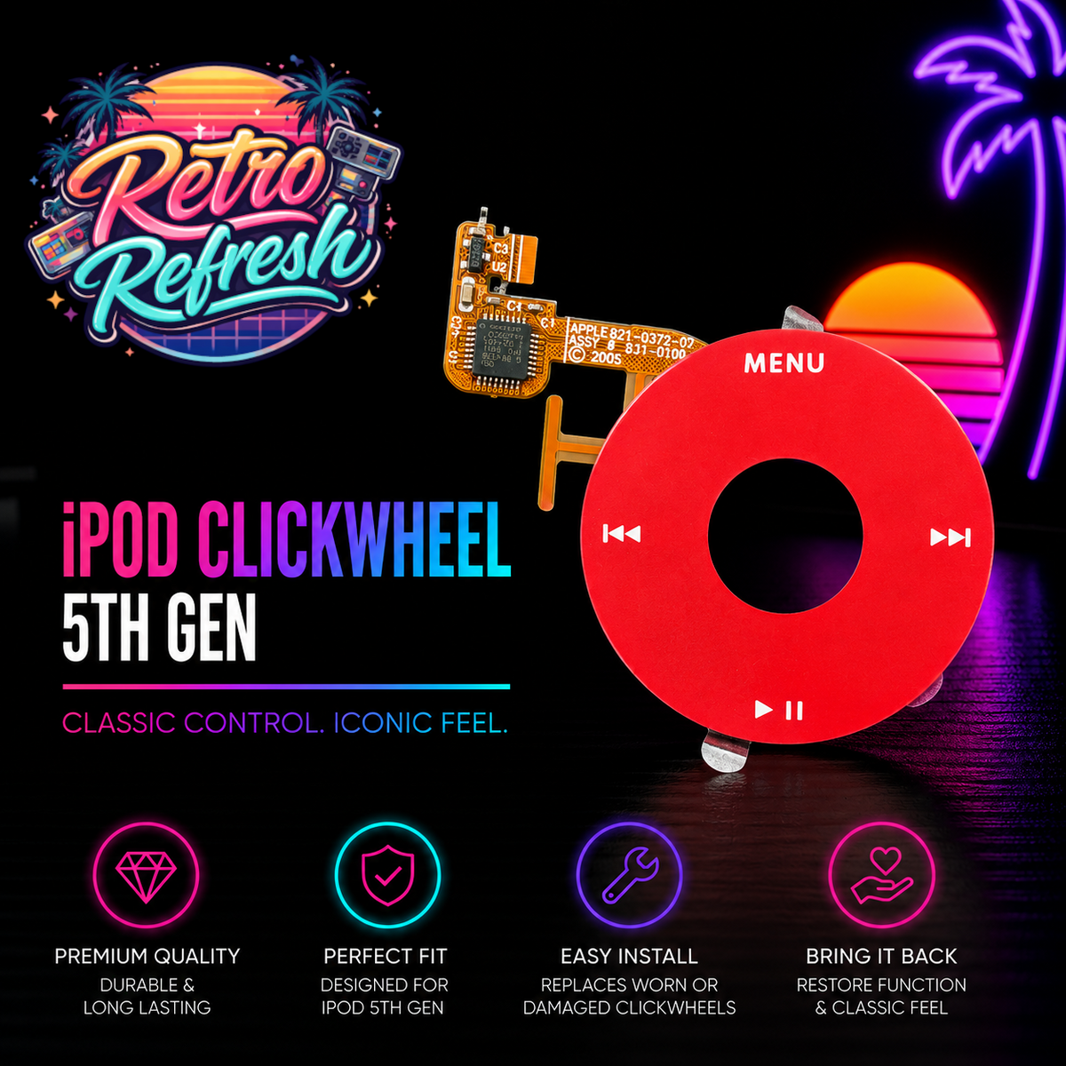 Red Click Wheel Replacement – For iPod Video 5th / 5.5 Generation