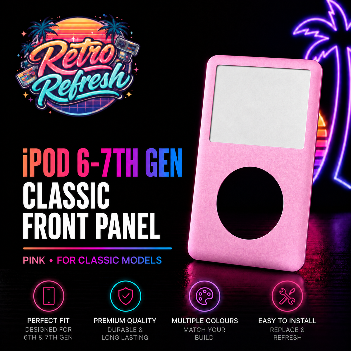 Pink Front Housing – For iPod Classic 6th / 7th Gen