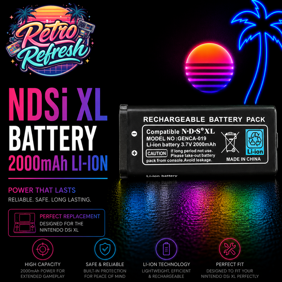 Nintendo DSi XL 2000mAh 3.7V Li-ion Replacement Battery UTL-003