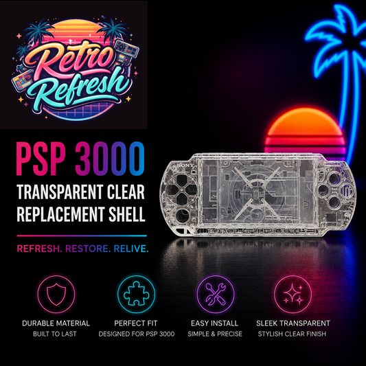 Premium PSP 3000 Full Replacement Shell Kit – Transparent Clear Housing with Buttons