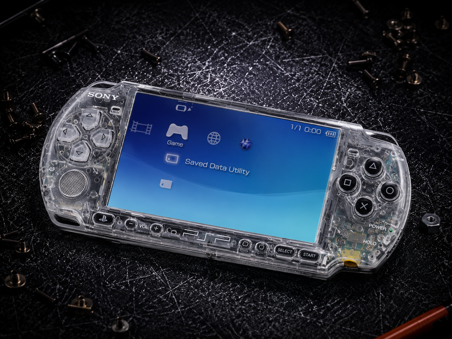 Sony PSP 3000 Custom Modded – Transparent Clear