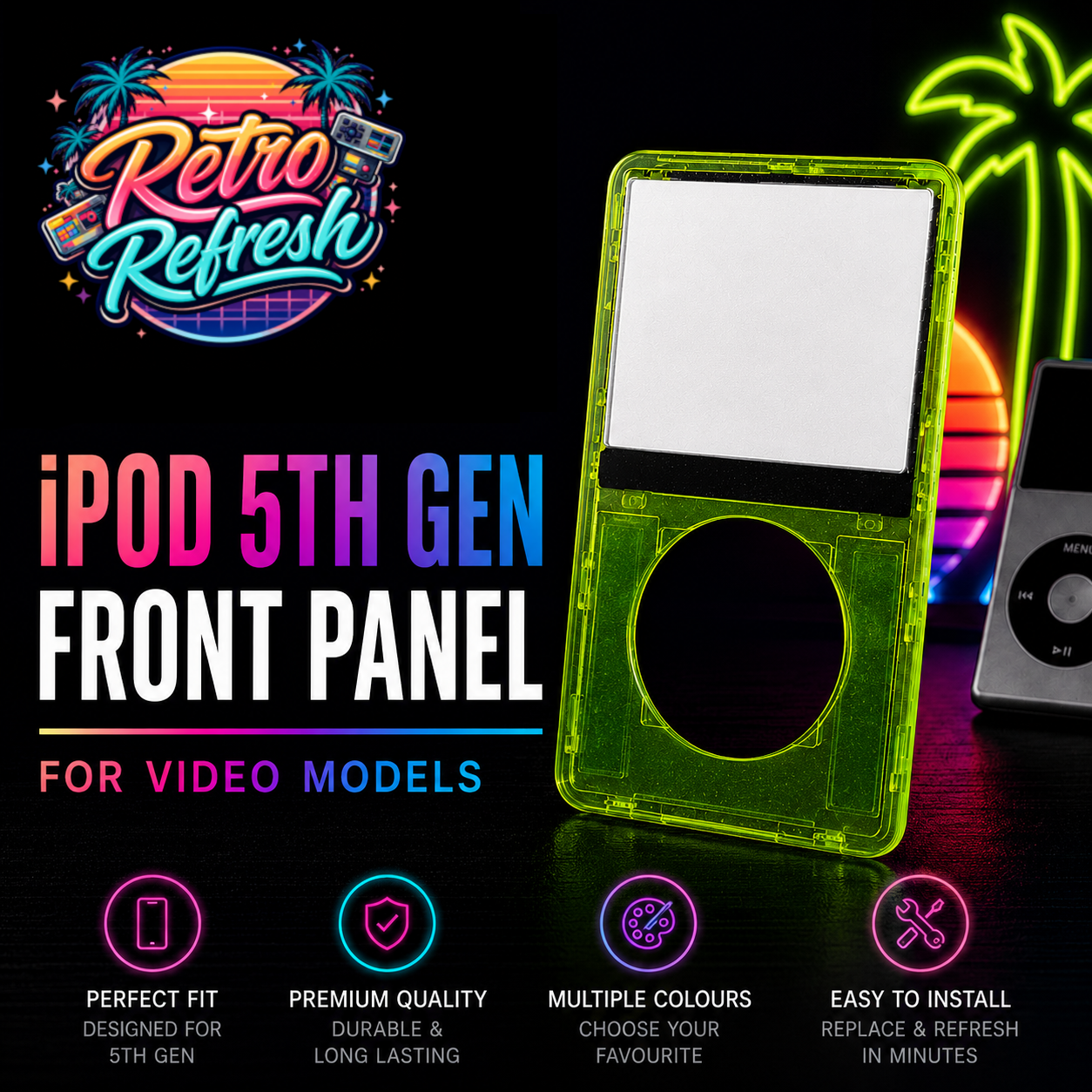 Transparent Green Front Housing – For iPod Video 5th / 5.5 Gen (Clear Shell)