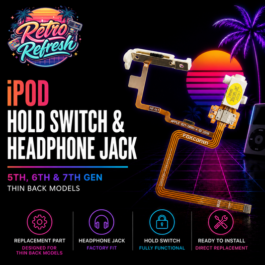 White Hold Switch & Headphone Jack Assembly – For Thin Backed iPods
